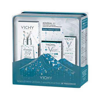 Vichy zestaw Mineral 89, booster wzmacniająco-nawilżający, 50 ml + krem-maska na noc Slow Age, 15 ml + krem wygładzający na dzień Slow Age, 3 ml 