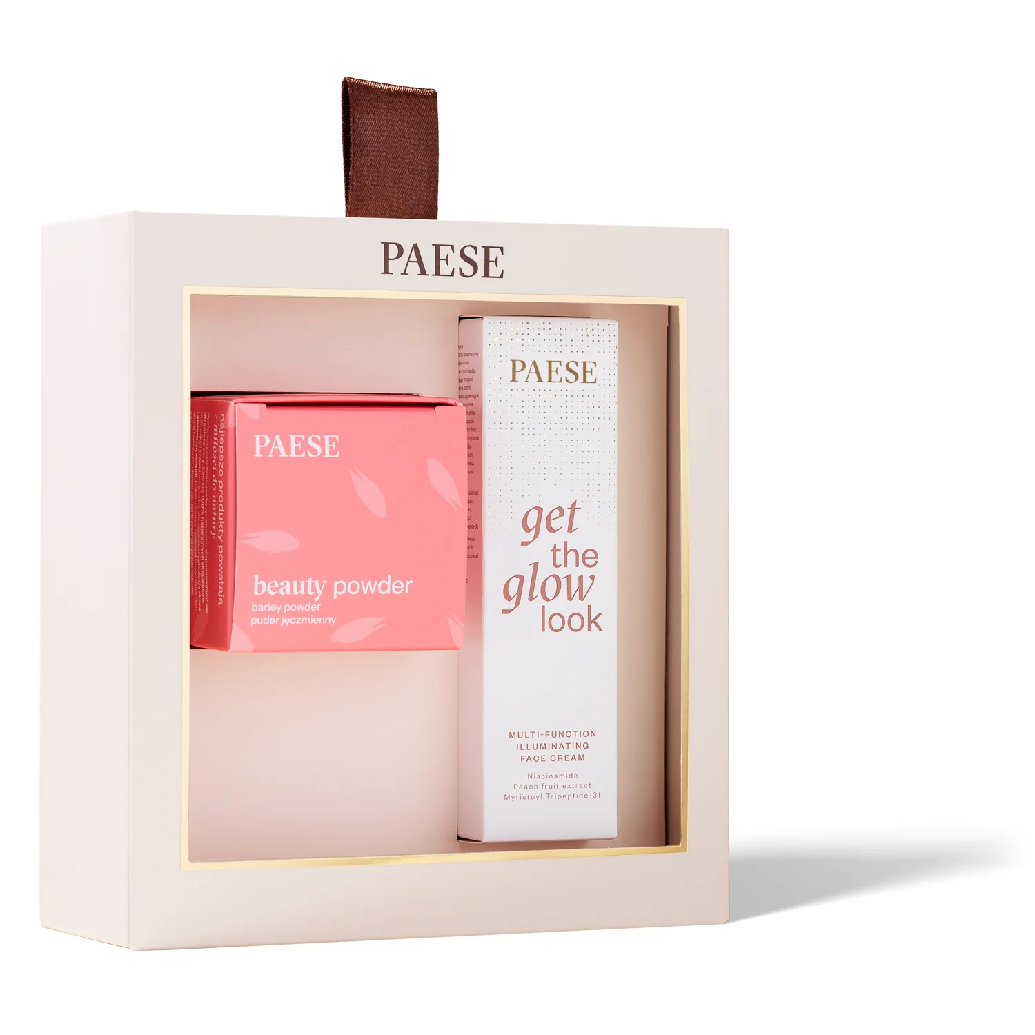 Paese zestaw świąteczny All About The Base 01 krem Get The Glow, 30 ml + puder jęczmienny, 10 g