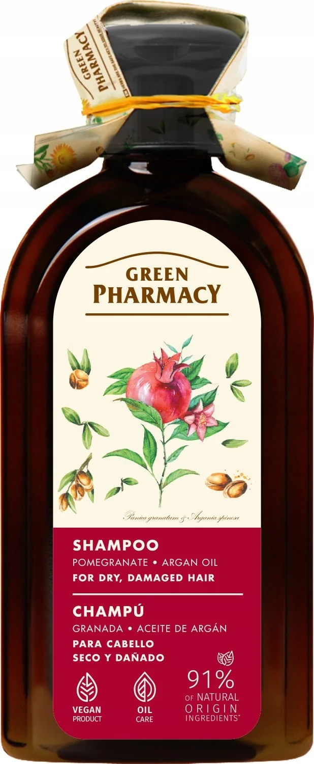 Green Pharmacy szampon do włosów suchych i zniszczonych granat i olej arganowy, 350 ml