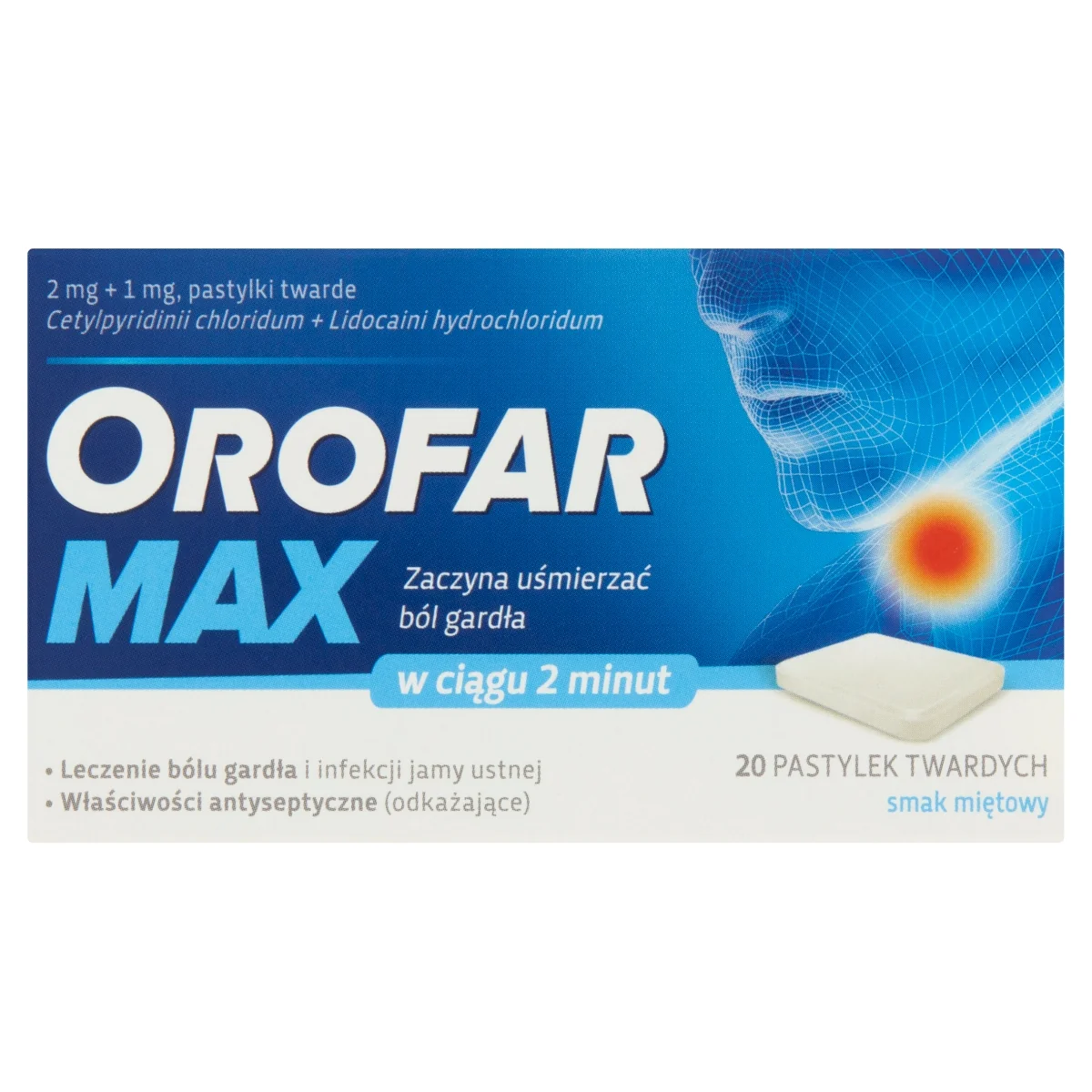 Orofar Max 2 mg + 1 mg 20 pastylek twardych