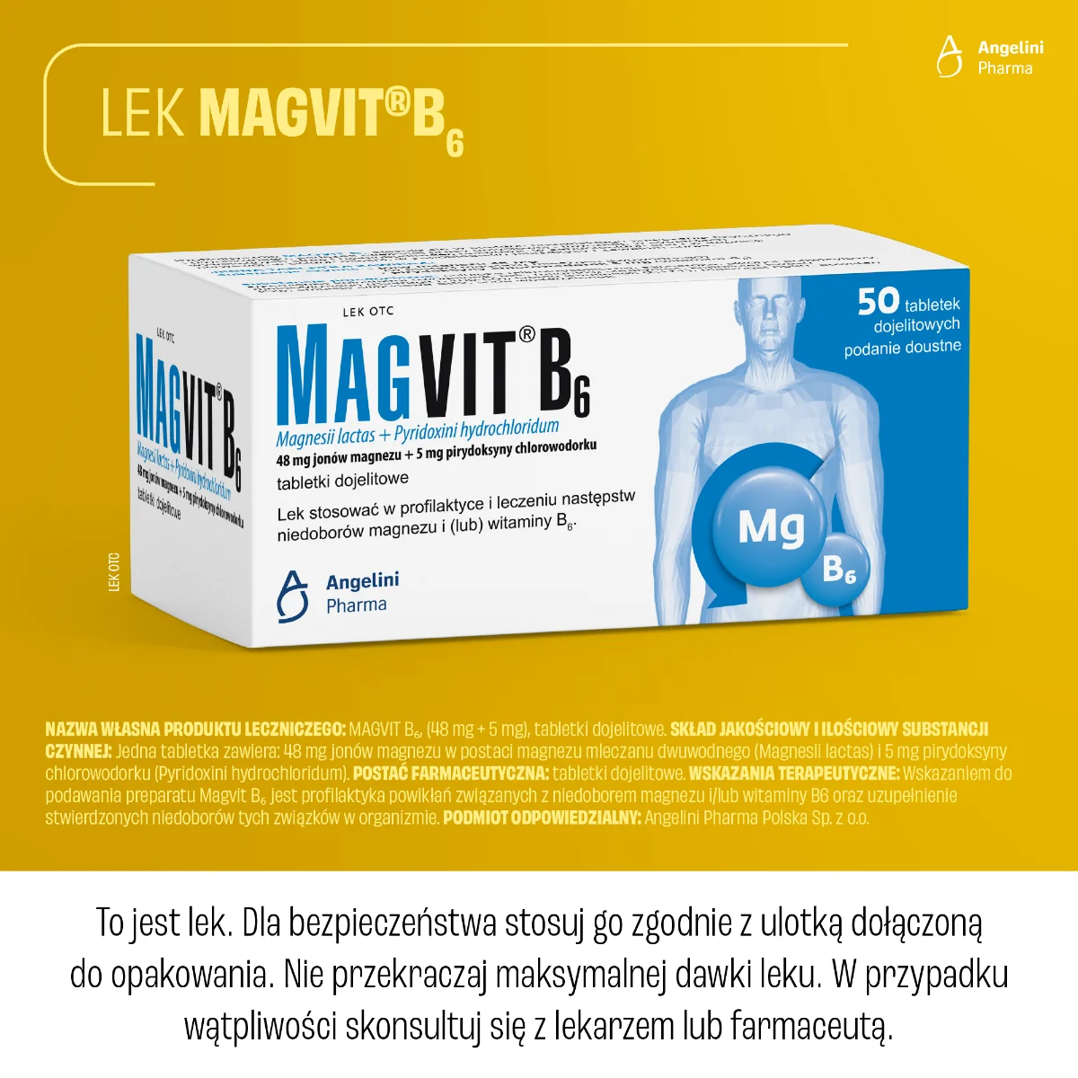 Magvit B6 48 mg + 5 mg, 50 tabletek