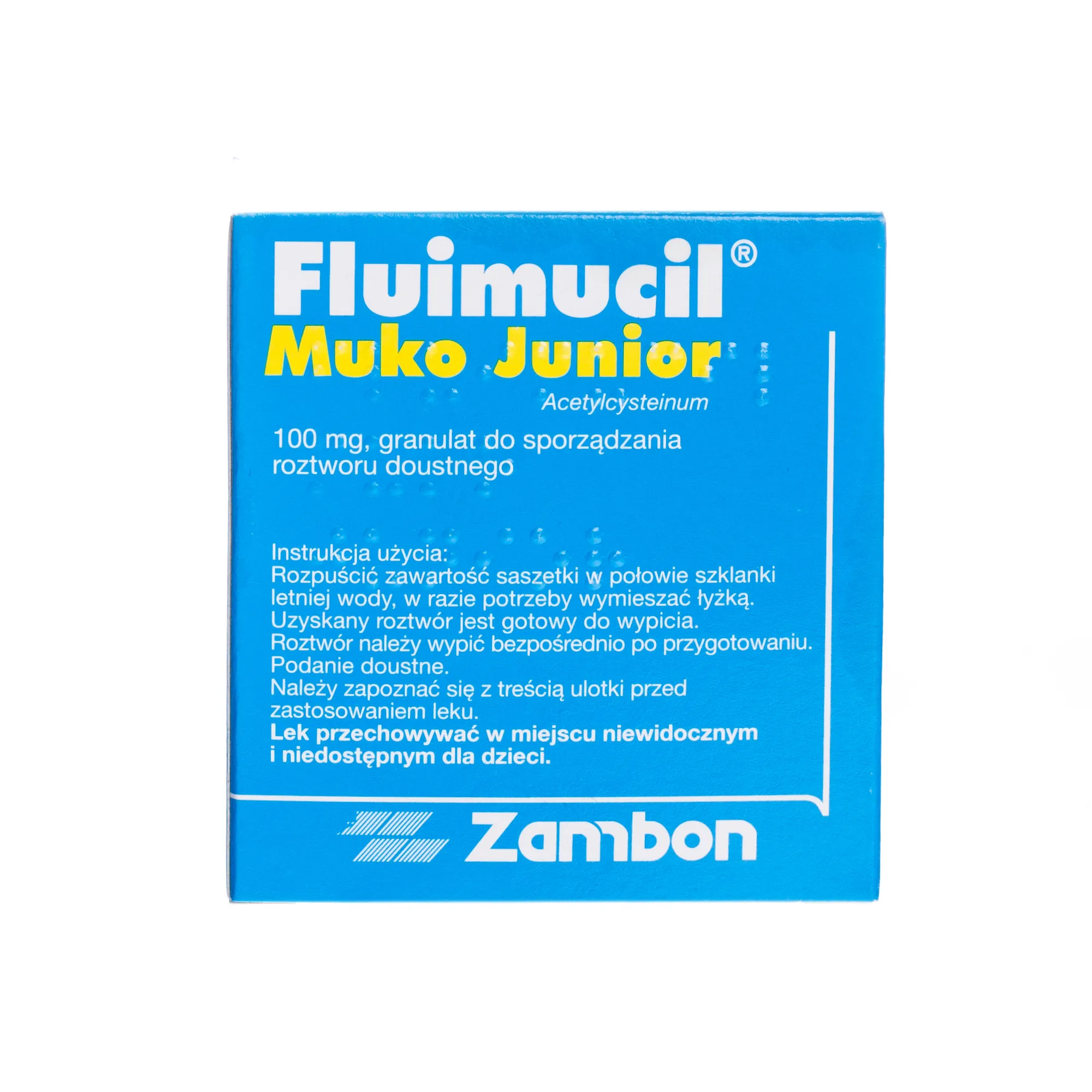 Fluimucil Muko Junior, 100 mg, granulat, 20 saszetek 