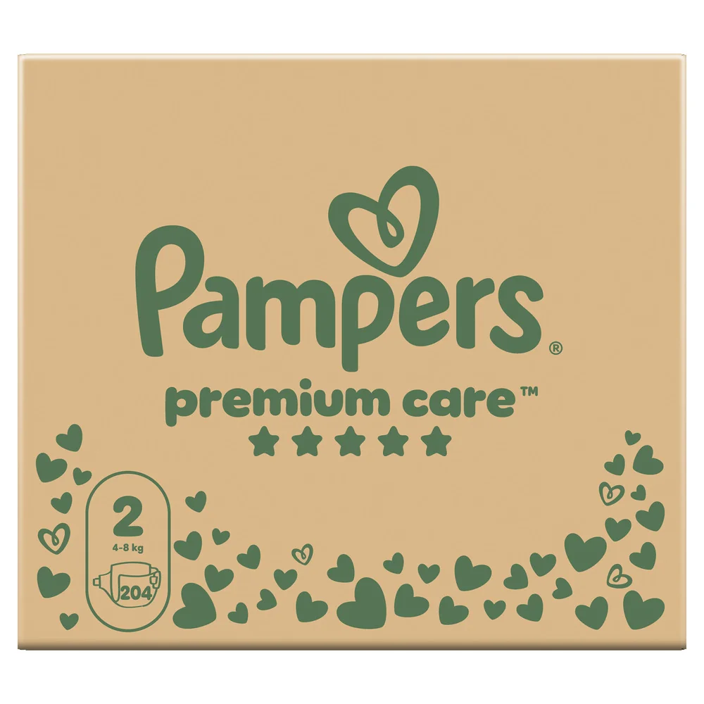 Pampers Premium Care 2 pieluchy, rozmiar 2, 4-8 kg, 204 sztuki