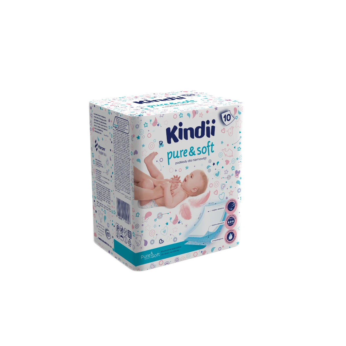 Kindii Pure & Soft podkłady higieniczne 60 x 60 cm, 10 szt.