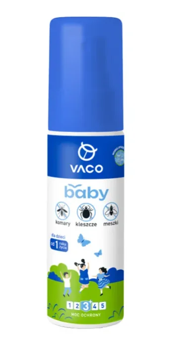 Vaco Baby płyn na komary, kleszcze i meszki, dla dzieci od 1 roku życia, IR3535 10%, 80 ml