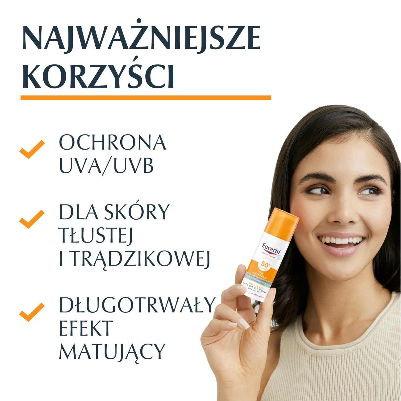 Eucerin Sun Oil Control Dry Touch Żel-krem ochronny SPF50+, 50 ml