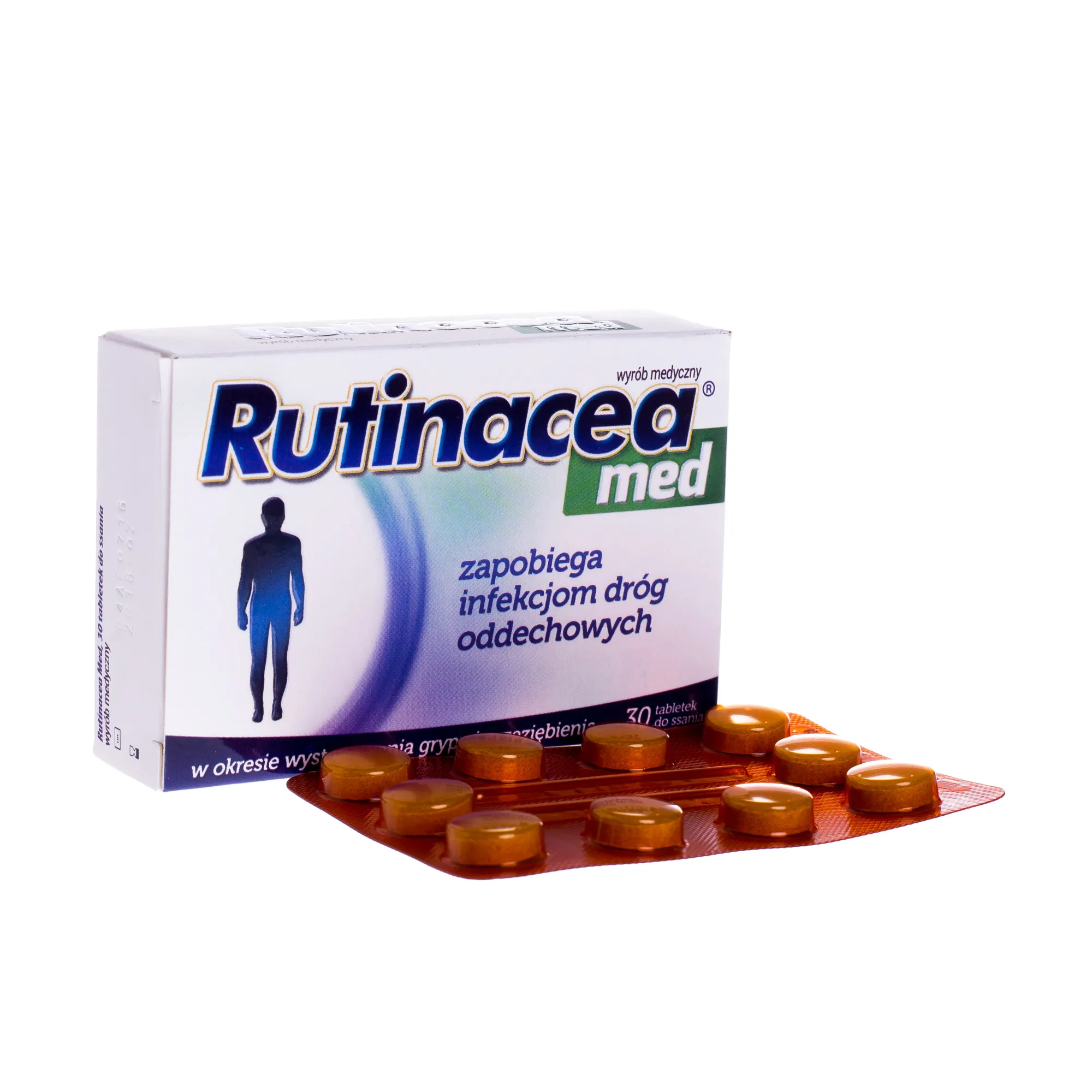 Rutinacea Med, zapobiega infekcjom dróg oddechowych, 30 tabletek do ssania 