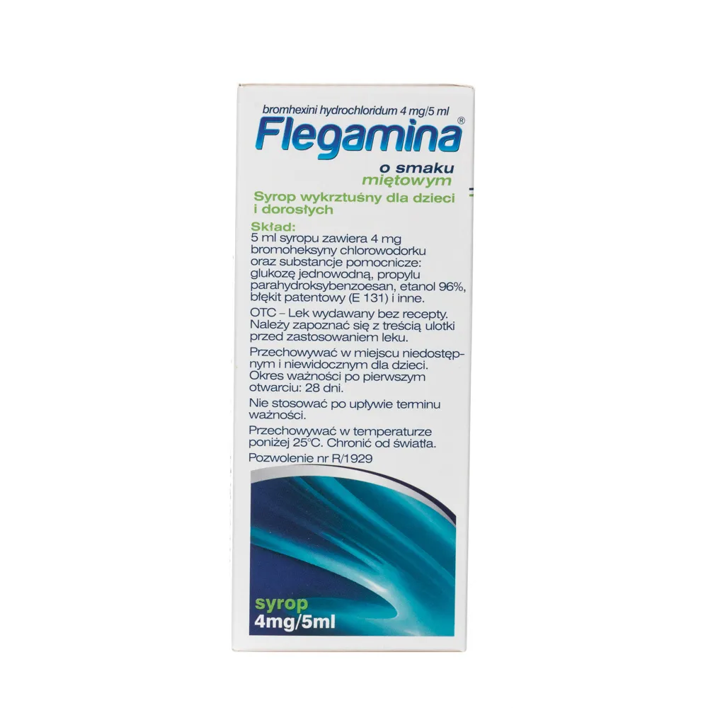 Flegamina - syrop oczyszczający oskrzela i ułatwiający odkrztuszanie, smak miętowym, 120 ml 