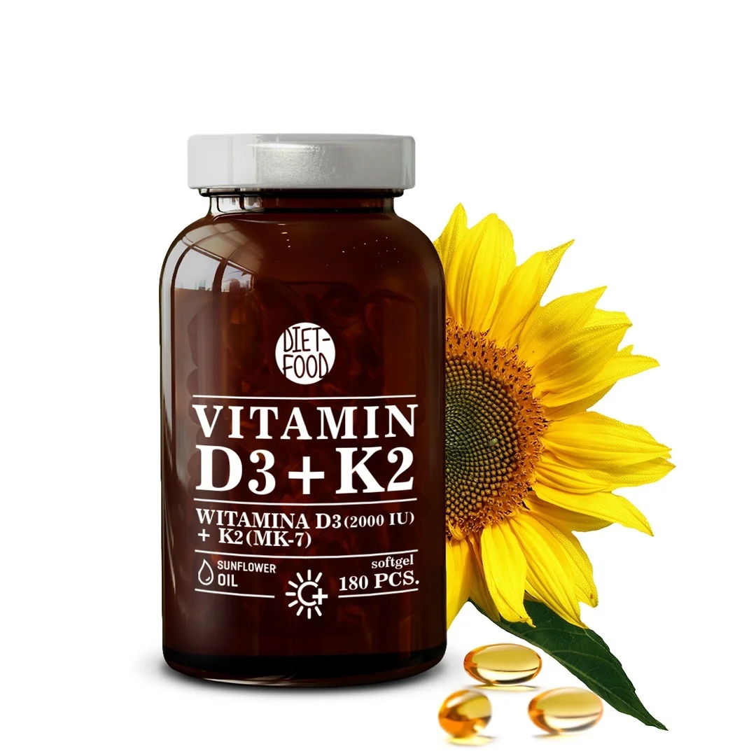DIET-FOOD Witamina D3+K2 180 kapsułek miękkich