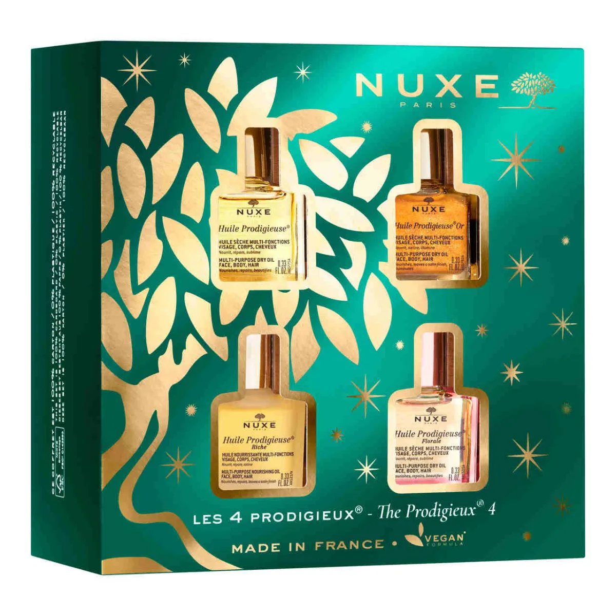 Nuxe Xmass 2021, zestaw huile prodigieuse® 4 mini olejki, 1 zestaw