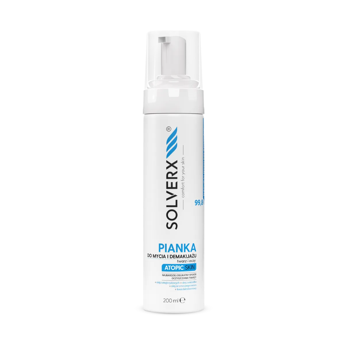 Solverx Atopic Skin pianka do mycia twarzy i demakijażu, 200 ml