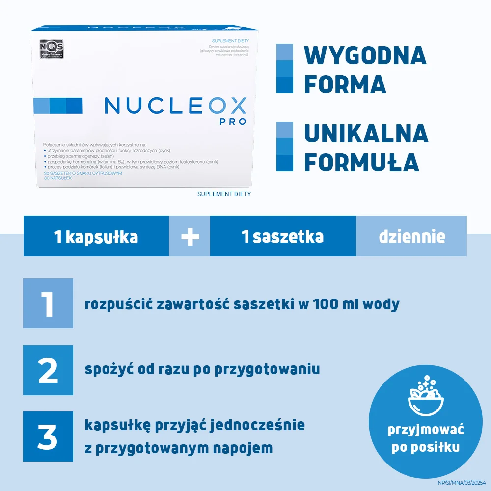 Nucleox Pro suplement diety, 30 saszetek + 30 kapsułek