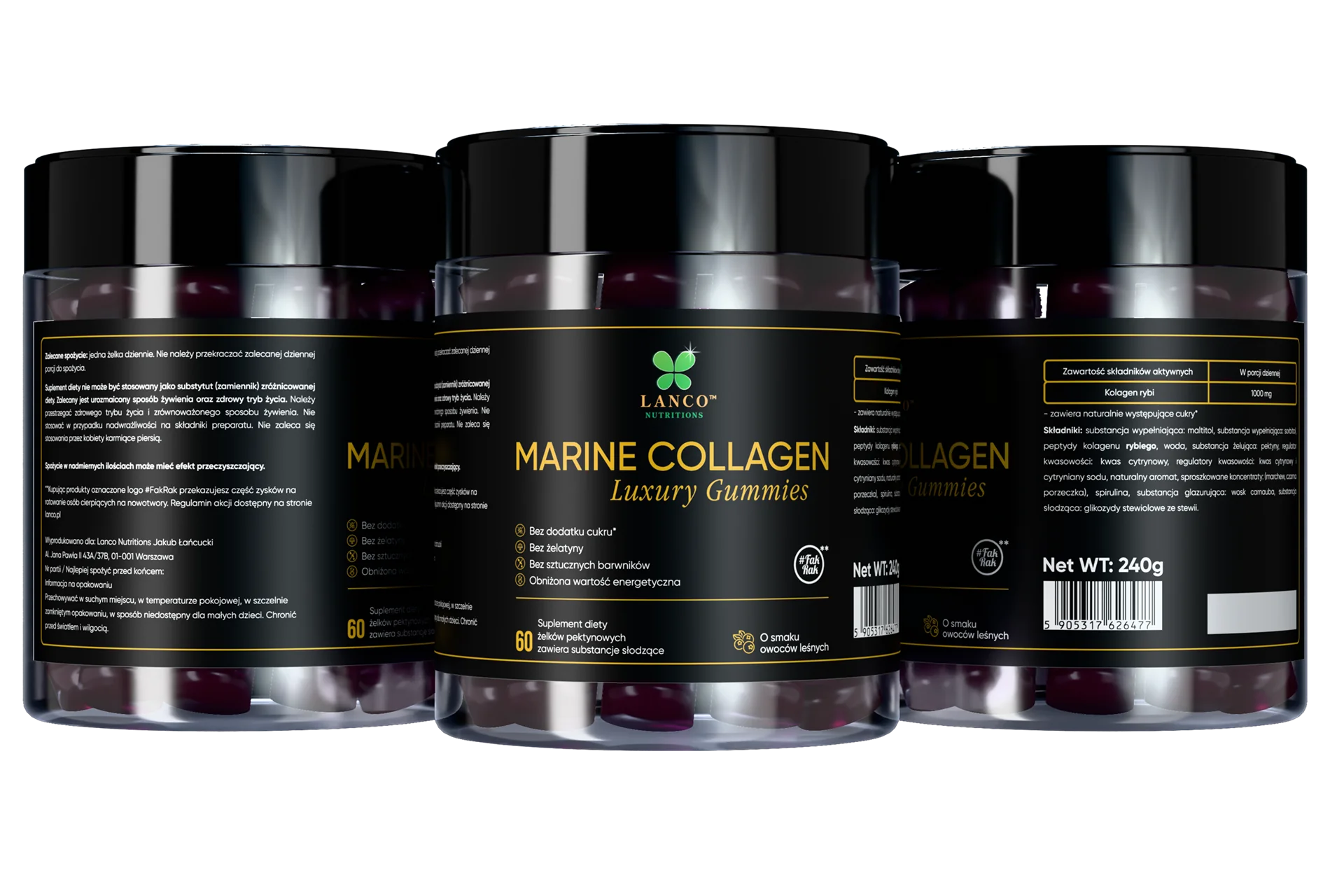 Lanco Marine Collagen o smaku owoców leśnych, 60 żelków