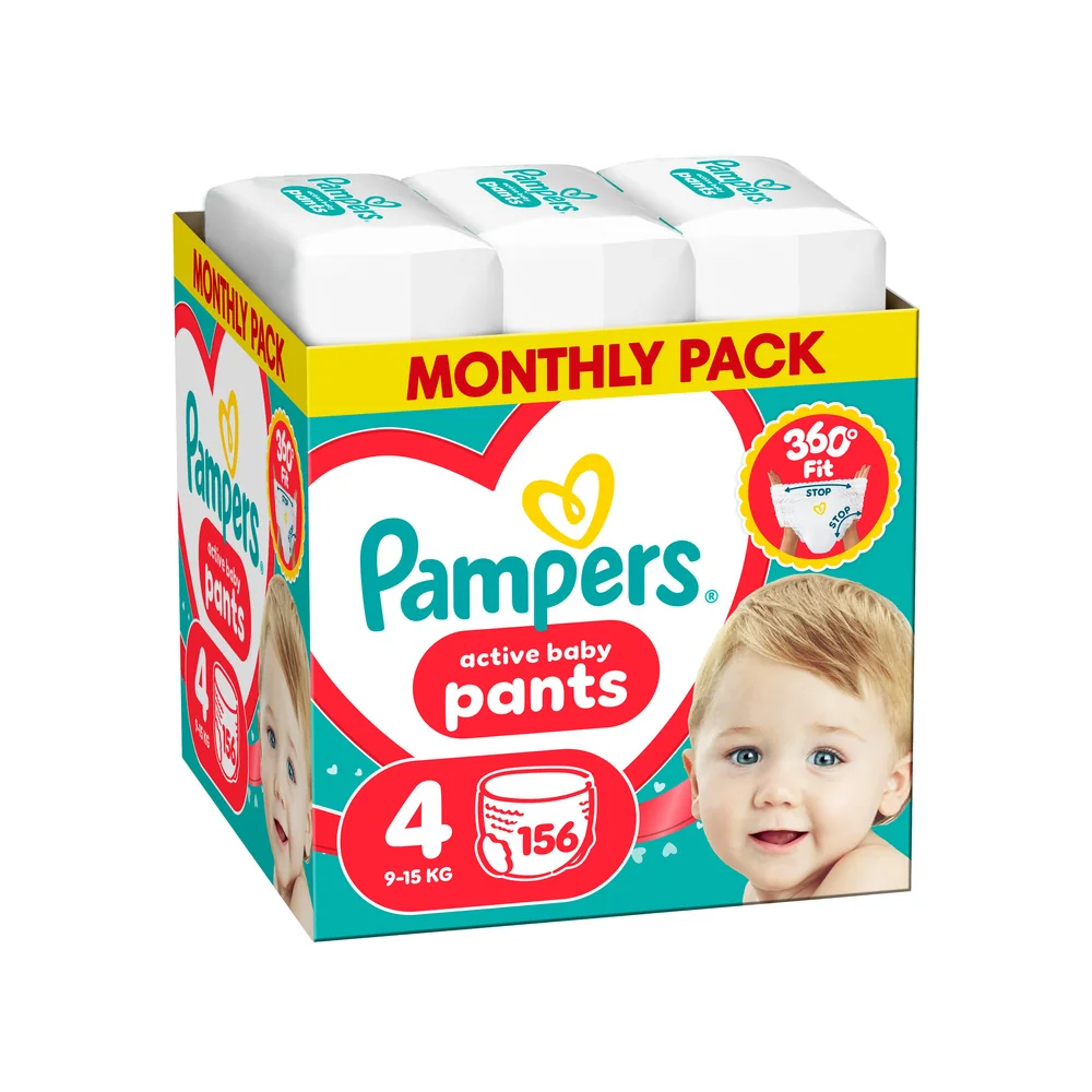 Pampers Active Baby Pants 4 pieluchomajtki, rozmiar 4, 9-15 kg, 156 sztuk