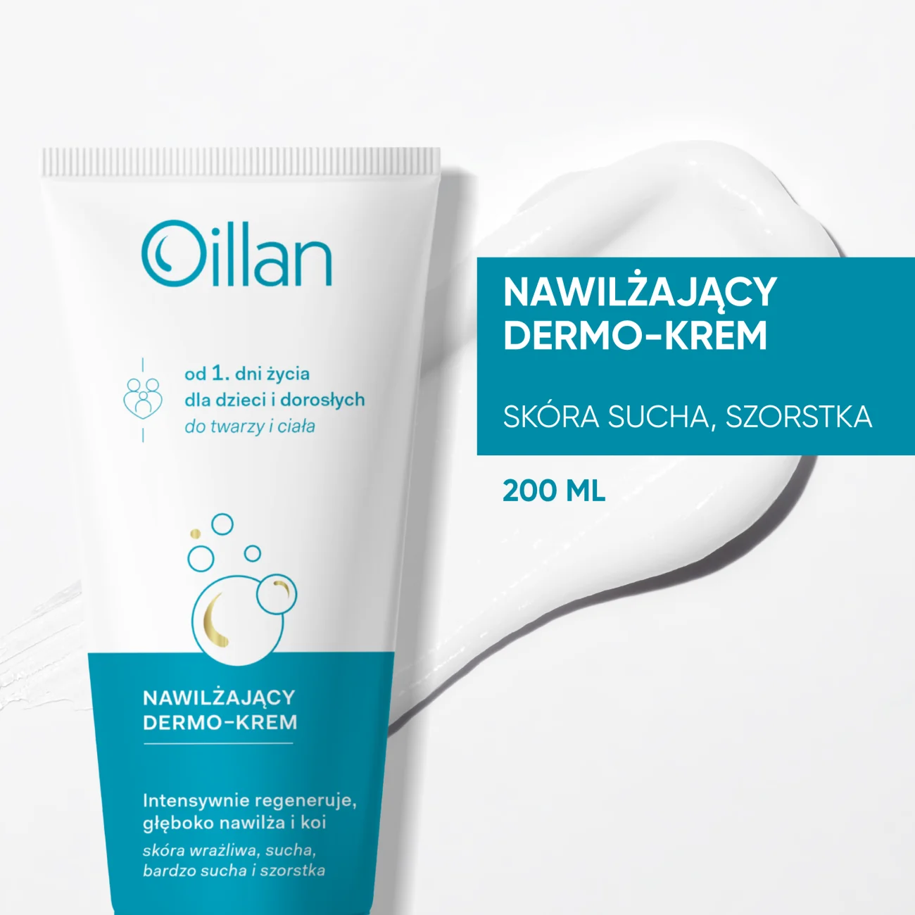 Oillan nawilżający dermo-krem do twarzy i ciała, 200 ml