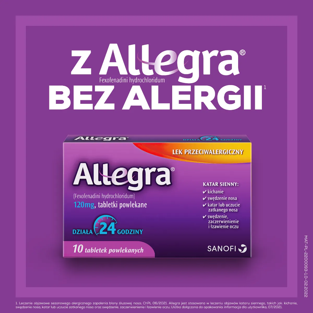 Allegra, 120 mg, 10 tabletek powlekanych 