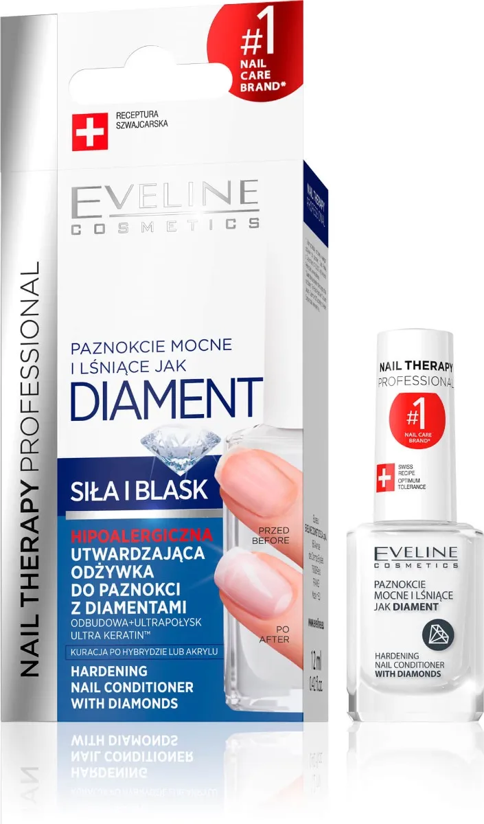 Eveline Nail Therapy Professional Odżywka utwardzająca z diamentami, 12 ml