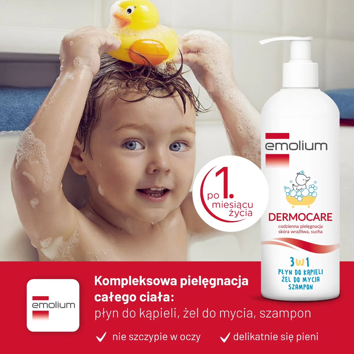 Emolium Dermocare 3w1 płyn do kąpieli, żel, szampon, 400 ml