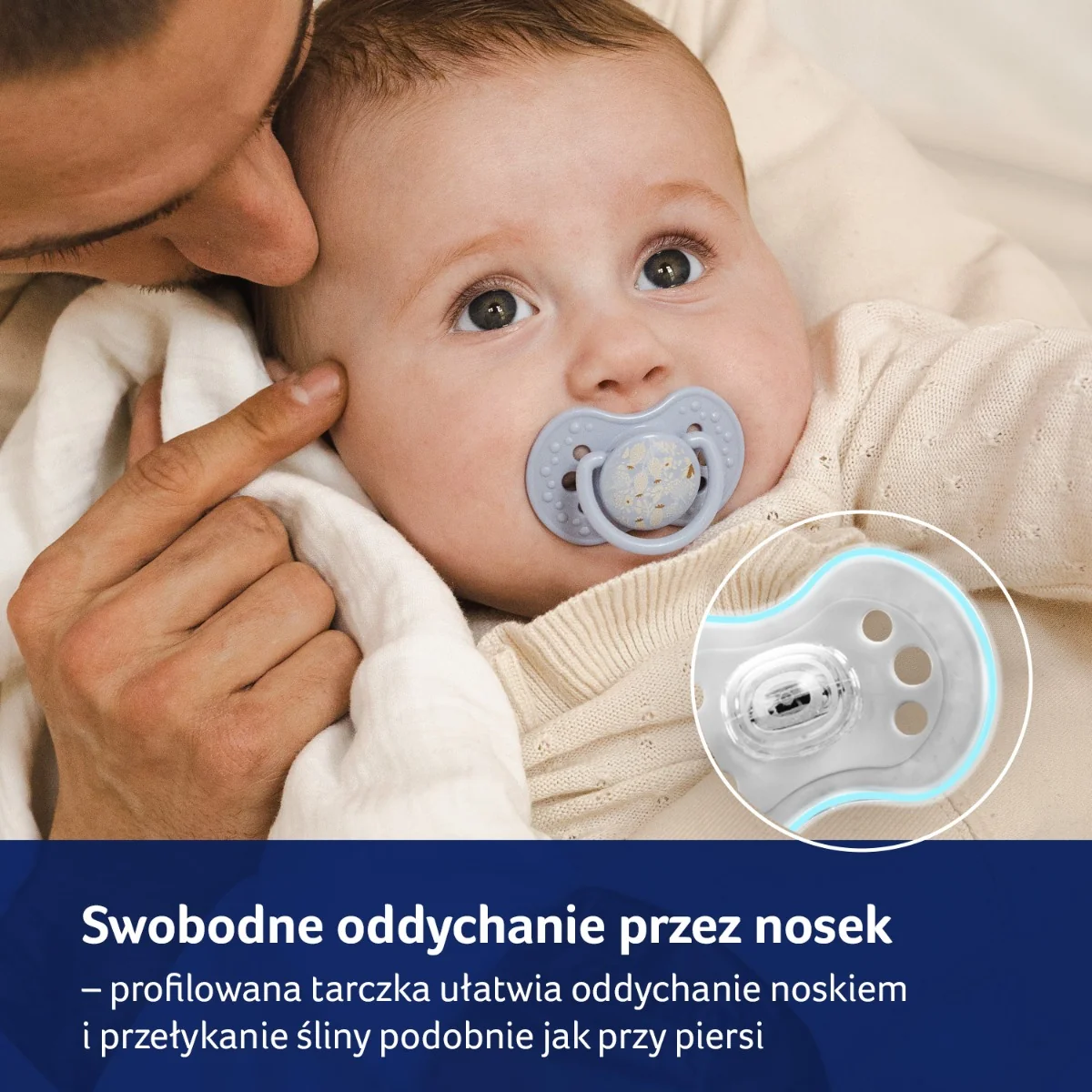 LOVI Smoczek silikonowy dynamiczny 18m+ Blossom Blue 2 sztuki