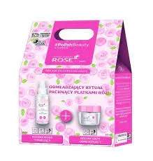 FlosLek Rose For Skin, różany krem odmładzający na dzień + FlosLek, różana woda tonizująca, 50 mml + 95 ml