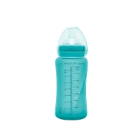 Everyday Baby szklana butelka ze smoczkiem M reagująca na temperaturę, turkusowa, 1 szt.