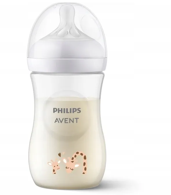 Philips Avent responsywna butelka dla niemowląt Natural SCY903/66 wzór żyrafy, 260 ml