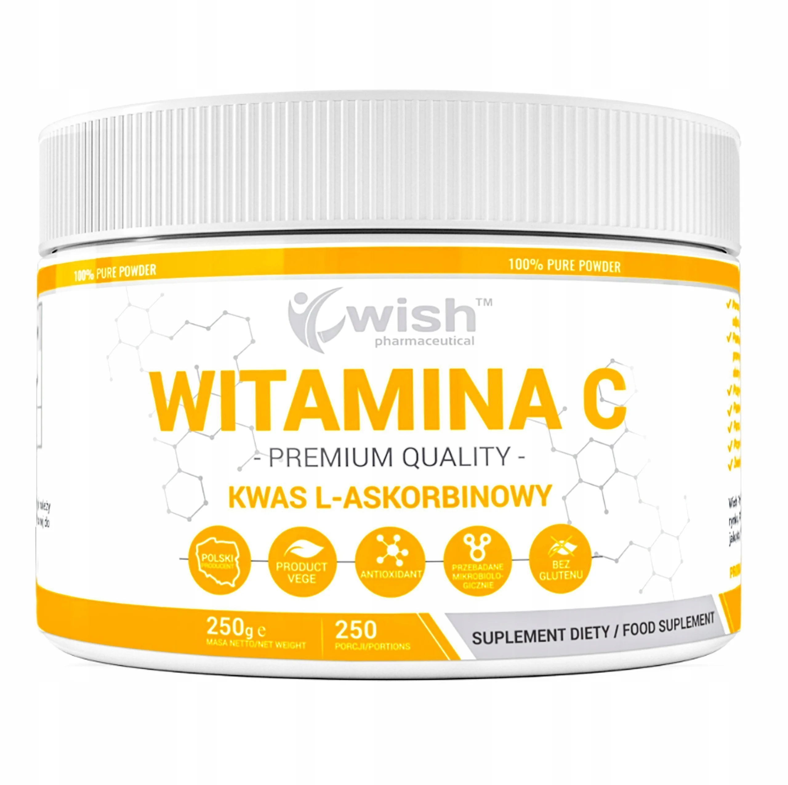 Wish Witamina C Kwas L-askorbinowy proszek, 250 g