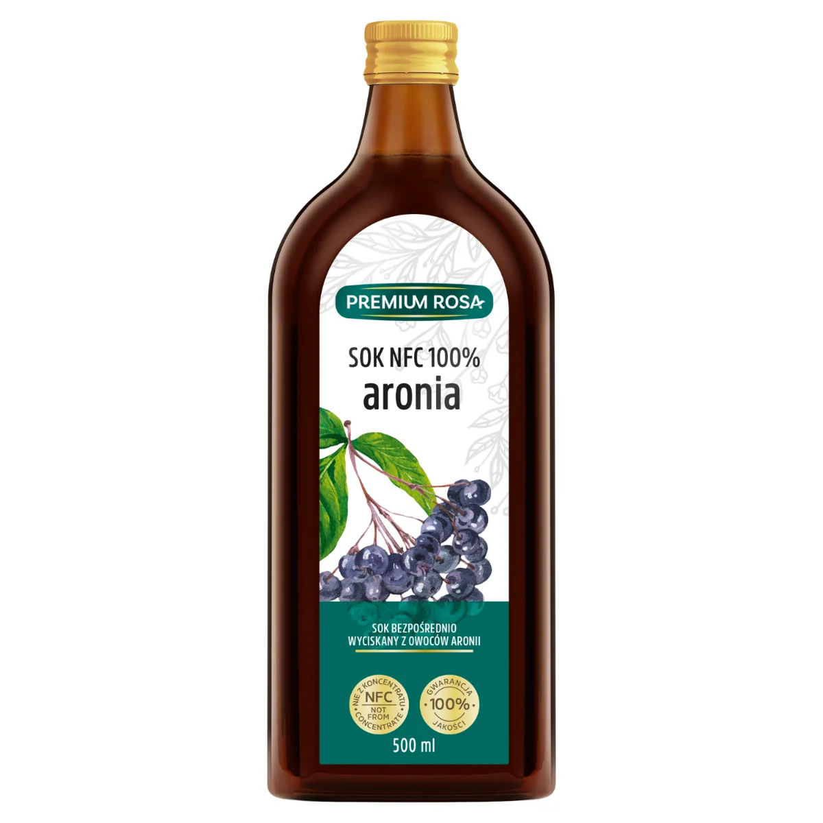 Premium Rosa sok NFC 100% Aronia, 500 ml