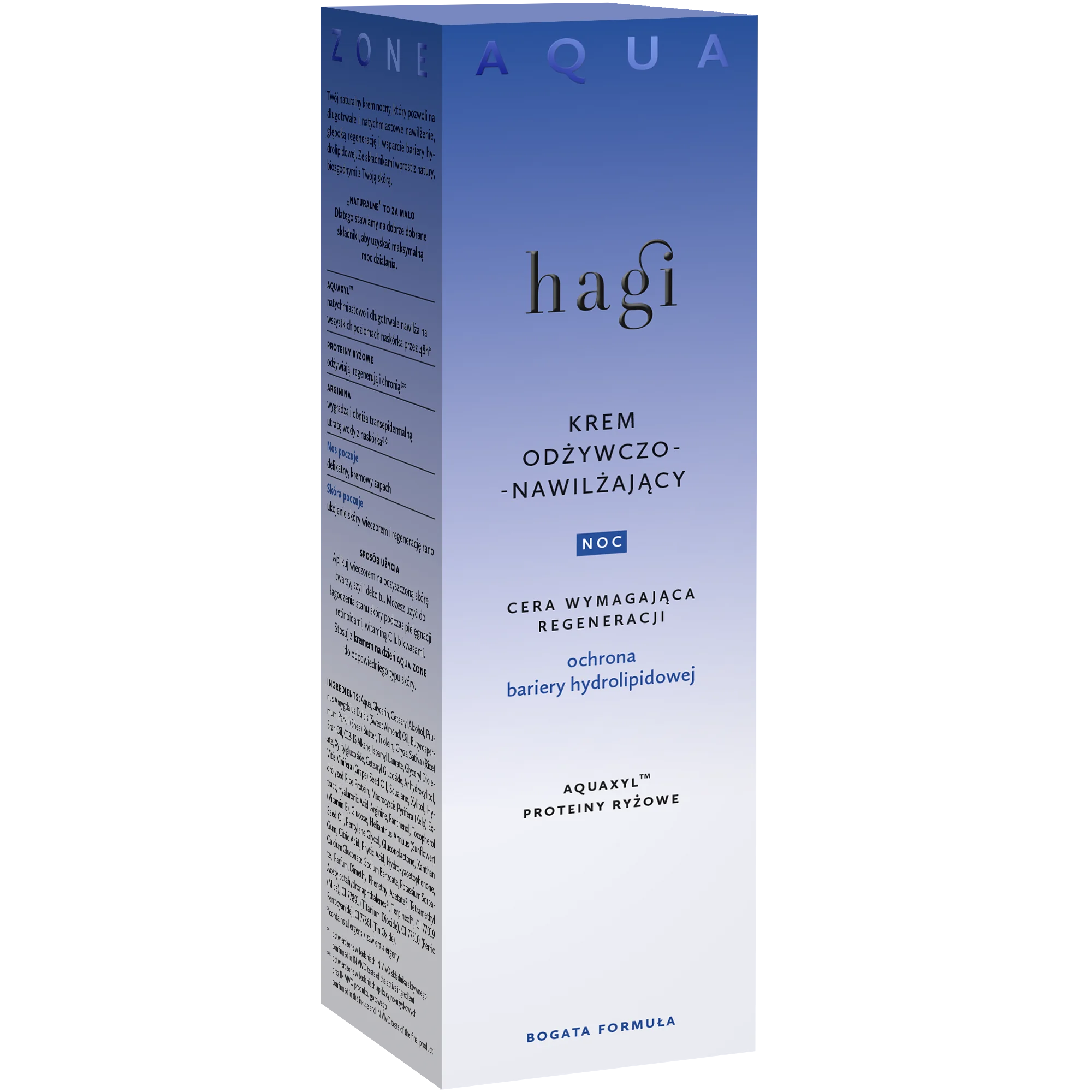Hagi Aqua Zone krem odżywczo-nawilżający na noc cera wymagająca regeneracji, 50 ml