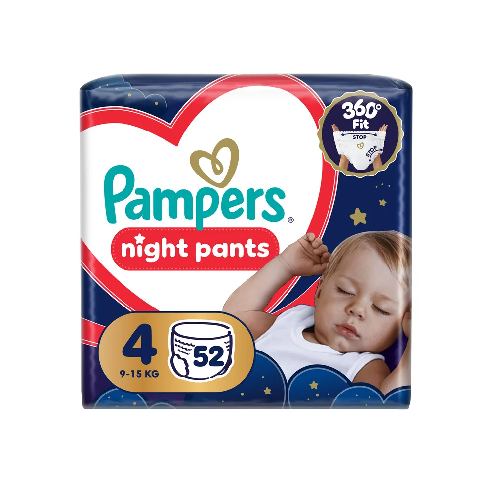 Pampers Night Pants 4 pieluchomajtki, rozmiar 4, 9-15 kg, 52 sztuki