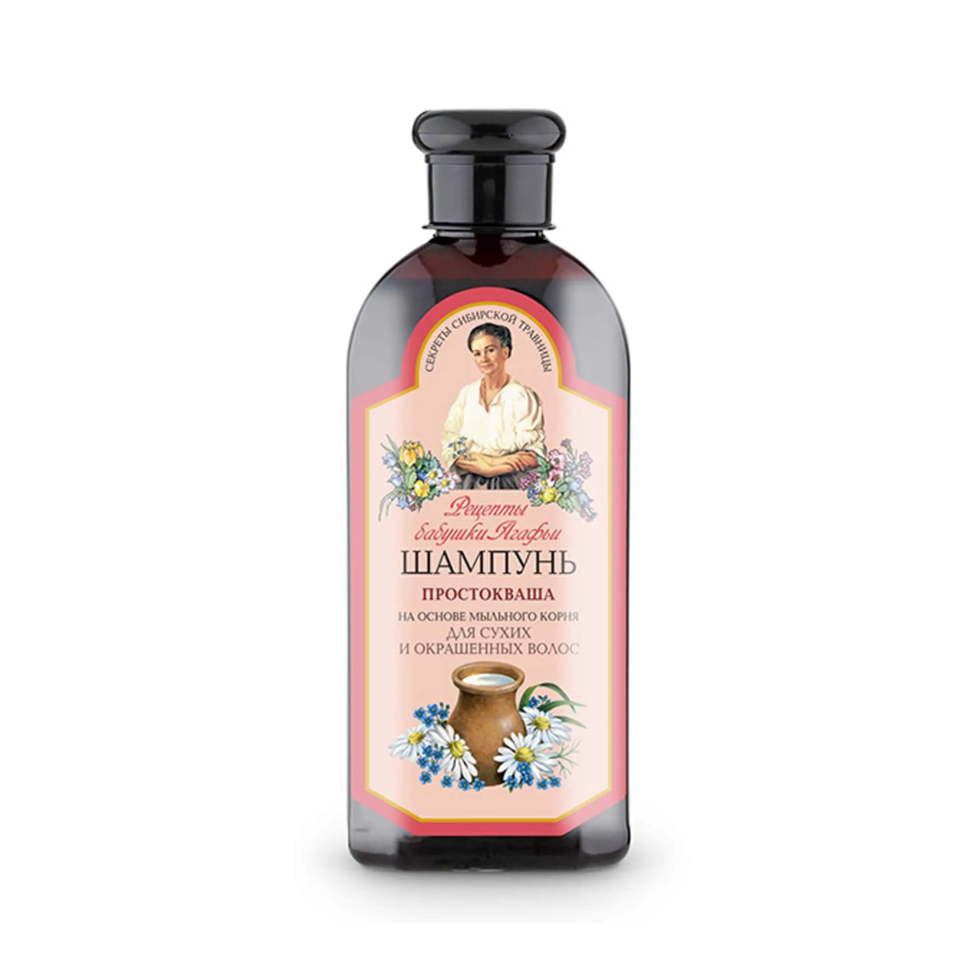 Receptury Babuszki Agafii, szampon do włosow suchych, farbowanych Zsiadłe mleko, 350 ml