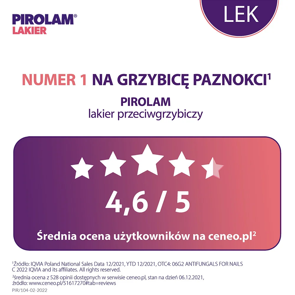 Pirolam Lakier 80 mg/g, lakier do paznokci leczniczy, 4g