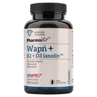 Wapń + K2 + D3 Lanolin Pharmovit, suplement diety, 120 kapsułek