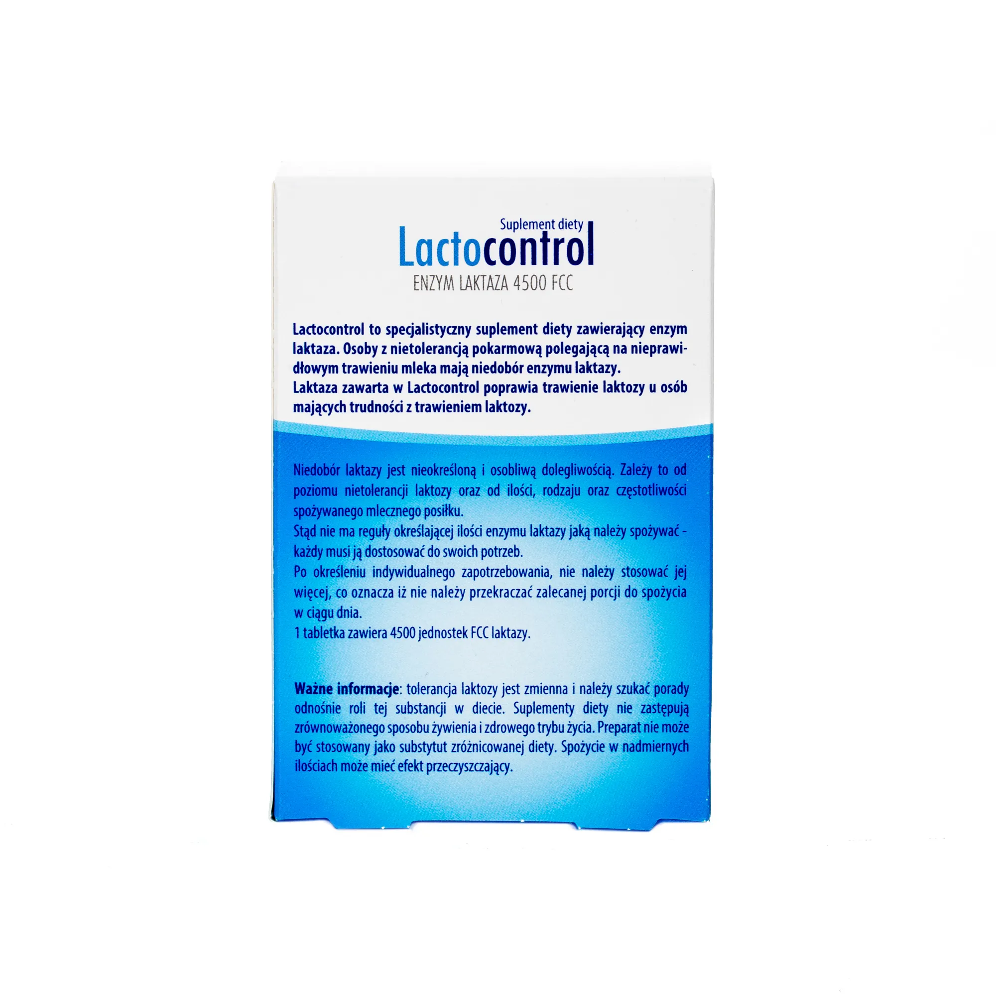 Lactocontrol - suplement diety poprawiający trawienie laktozy z mleka, 70 tabletek 