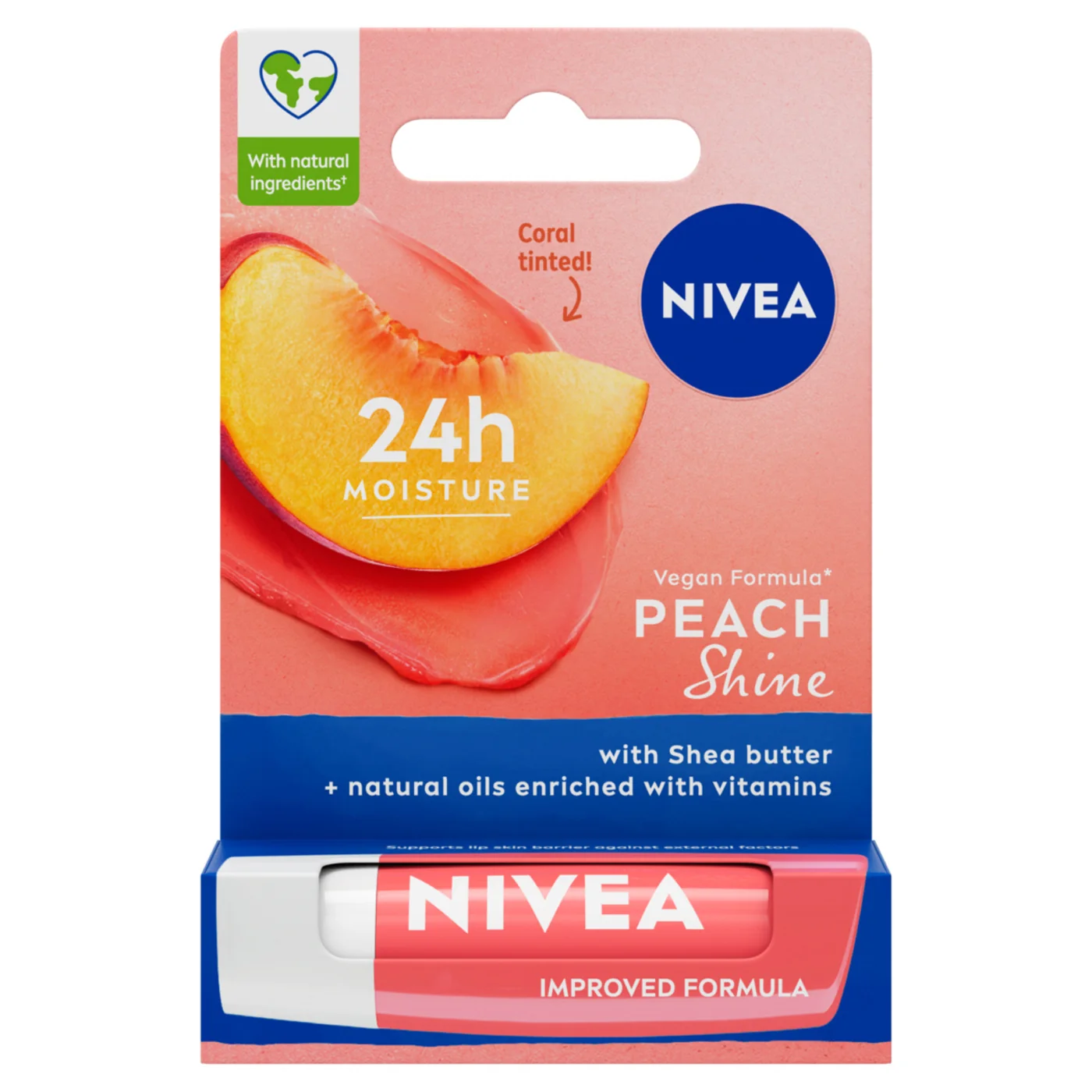 Nivea Peach Shine pielęgnująca pomadka do ust, 4,8 g