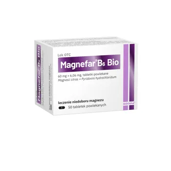 Magnefar B6 Bio, 60 mg + 6,06 mg, 50 tabletek powlekanych 
