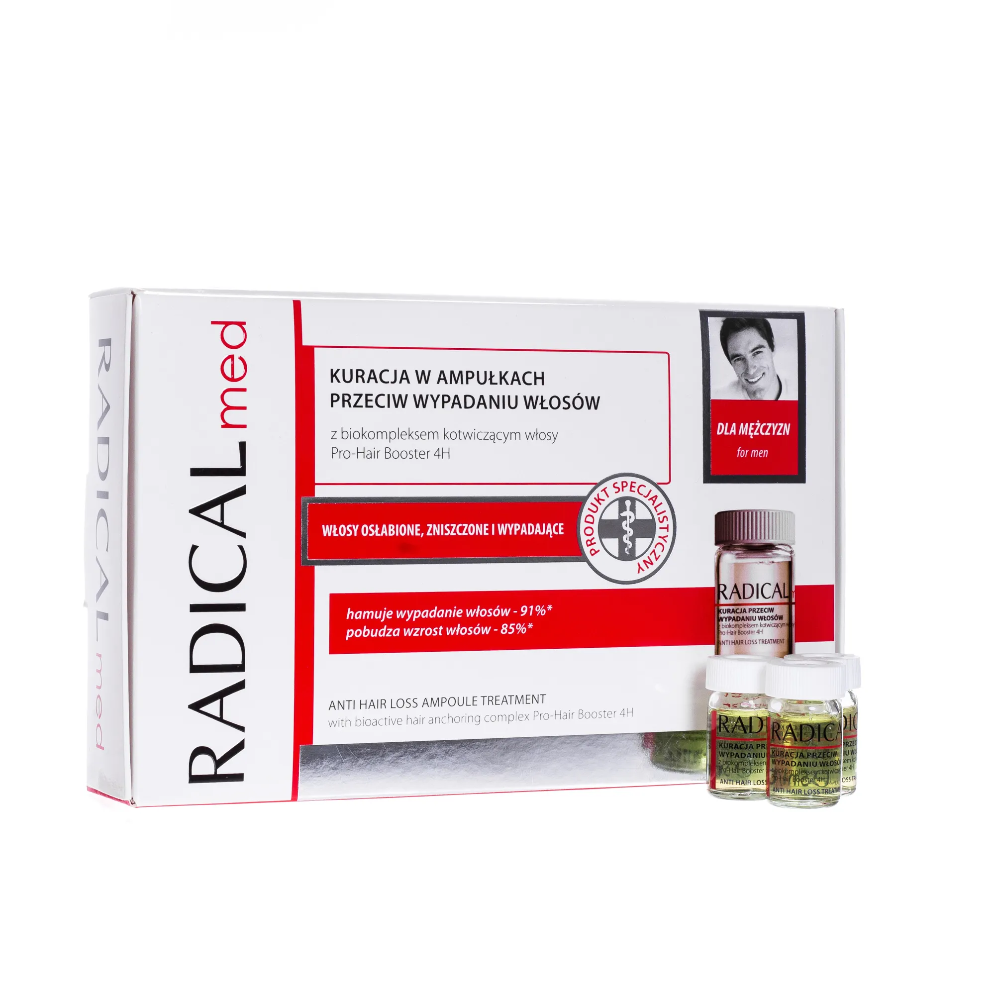 Radical Med, kuracja przeciw wypadaniu włosów dla mężczyzn, 15 ampułek x 5 ml