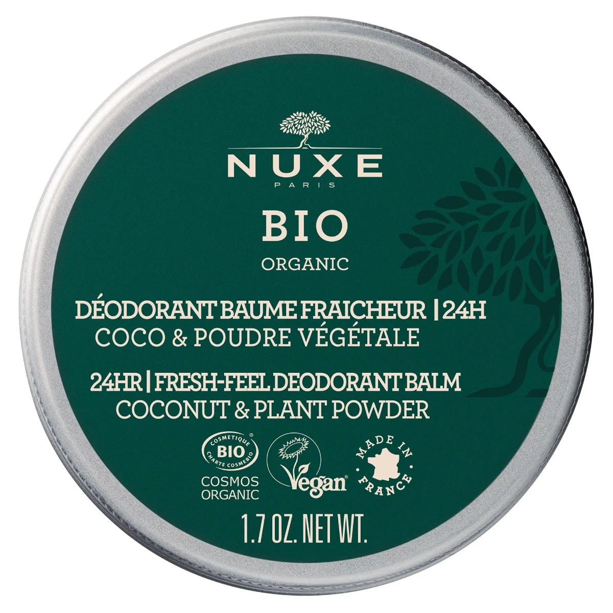 Nuxe Bio, odświeżający dezodorant w kremie 24h, 50 g 