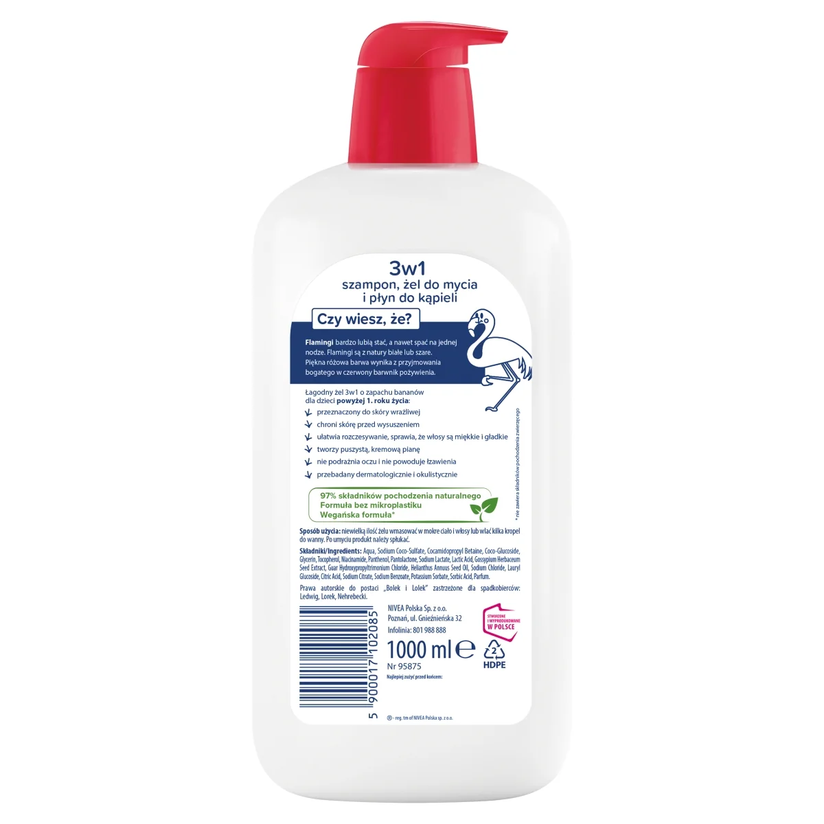 Bambino Dzieciaki Flaming 3w1 szampon, żel pod prysznic i płyn do kąpieli, 1000 ml