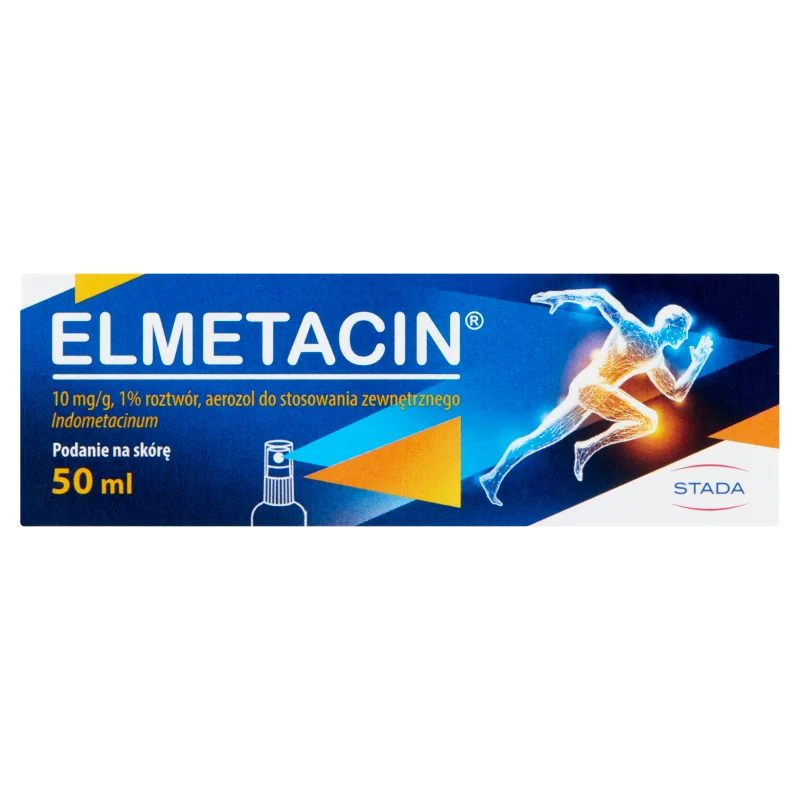 Elmetacin 10 mg/g, roztwór w aerozolu do stosowania zewnętrznego, 50 ml