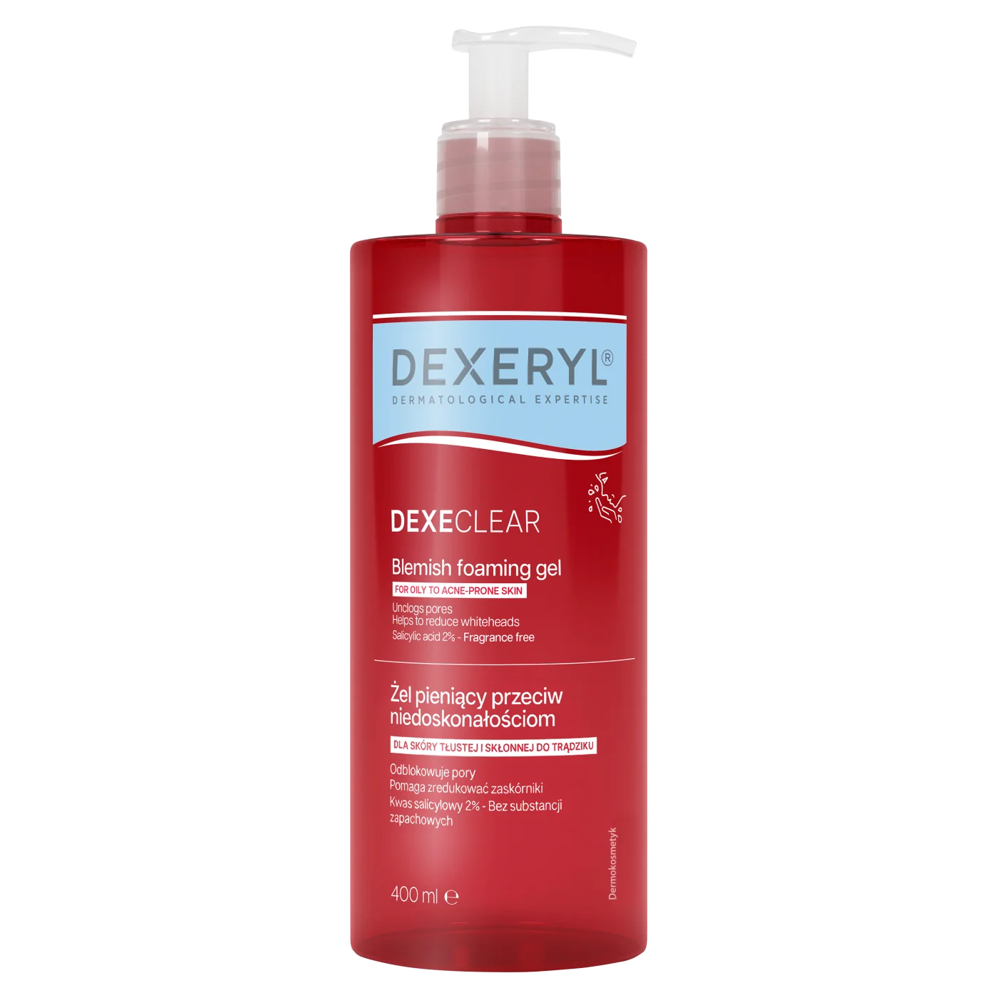 Dexeryl Dexeclear żel pieniący przeciw niedoskonałościom, 400 ml