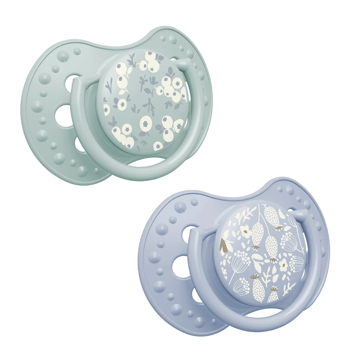 LOVI Smoczek silikonowy dynamiczny 18m+ Blossom Blue 2 sztuki