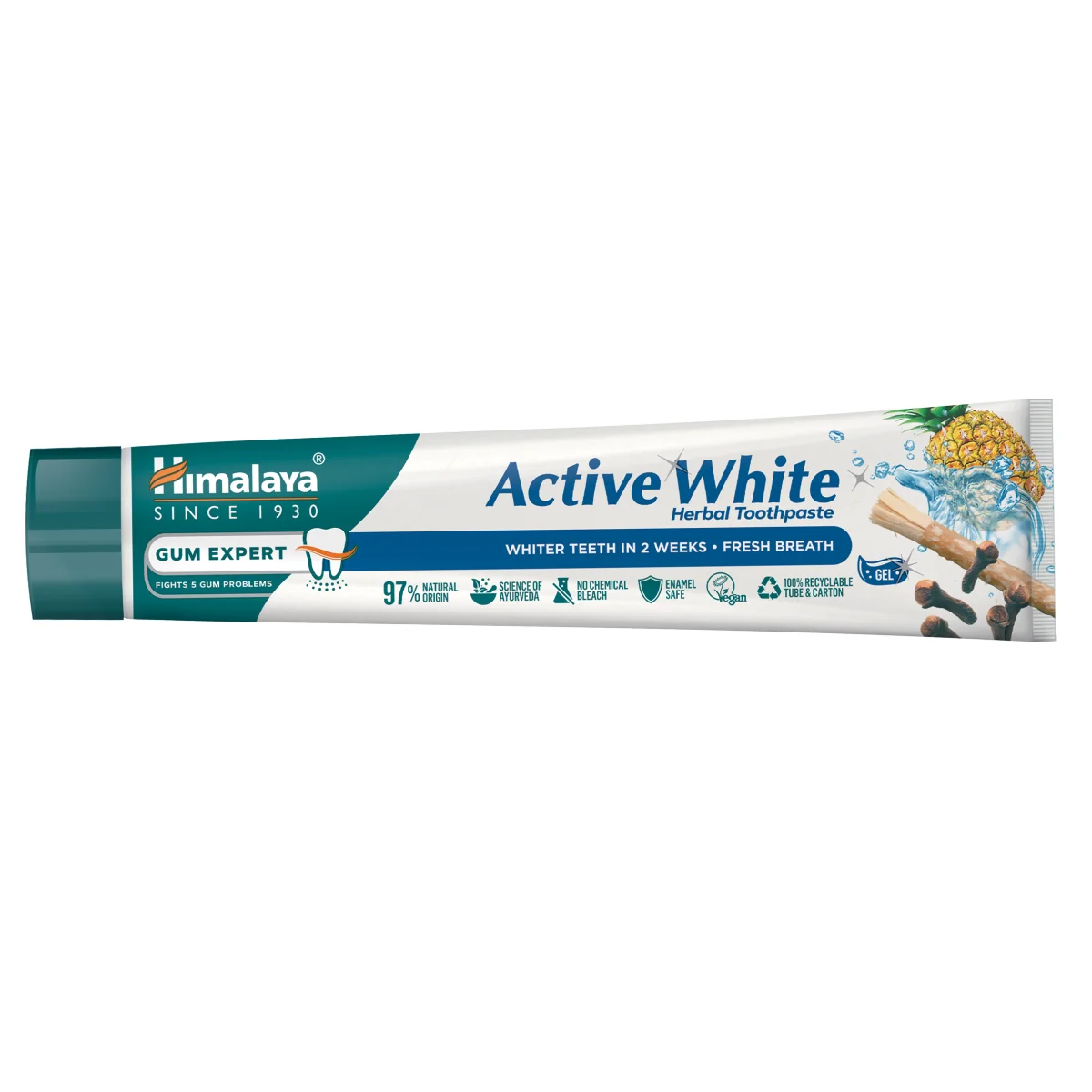 Himalaya Active White ziołowa pasta do zębów w żelu, wybielająca, 75 ml