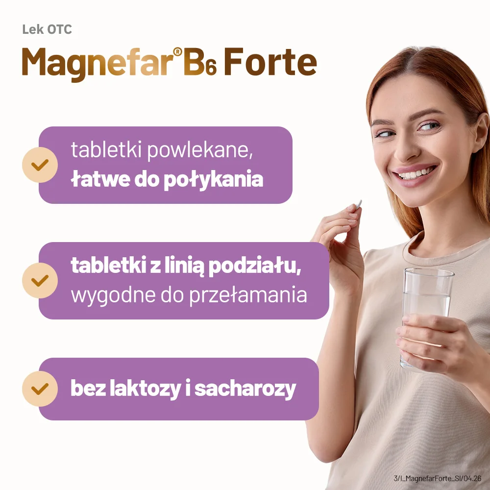 Magnefar B6 Forte 100 mg + 10,10 mg, 60 tabletek powlekanych