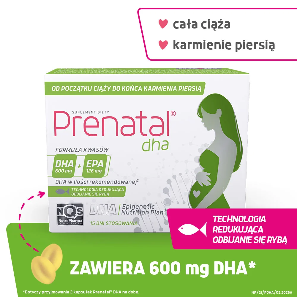 Prenatal DHA suplement diety, 30 kapsułek