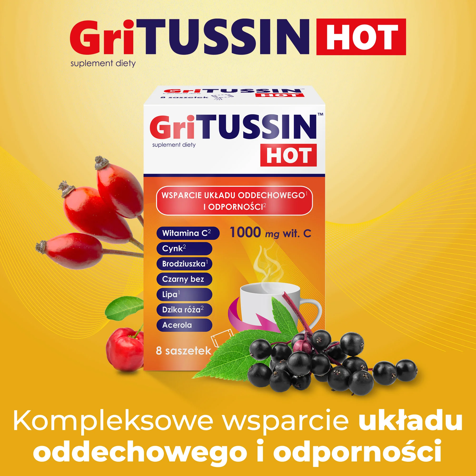 Domowa Apteczka GriTussin Hot 8 saszetek