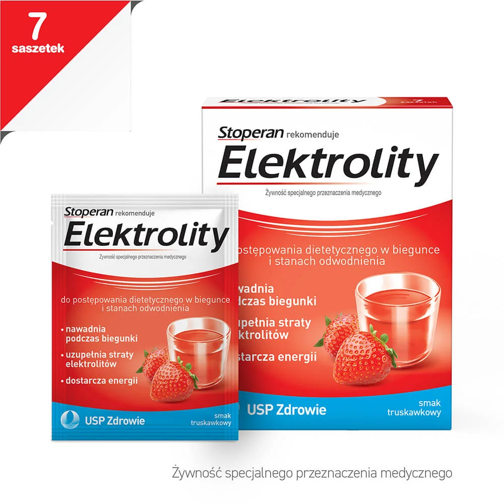 USP Zdrowie Elektrolity 7 saszetek o smaku truskawkowym
