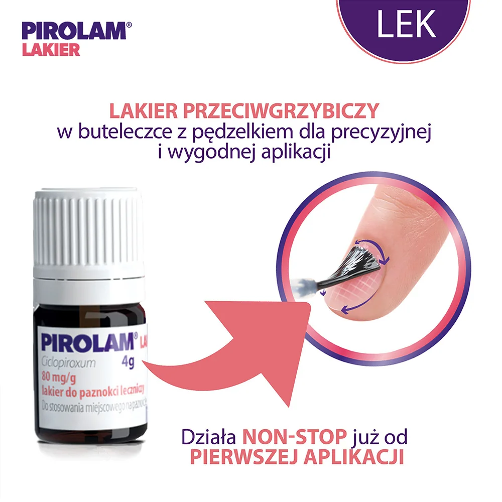Pirolam Lakier 80 mg/g, lakier do paznokci leczniczy, 4g