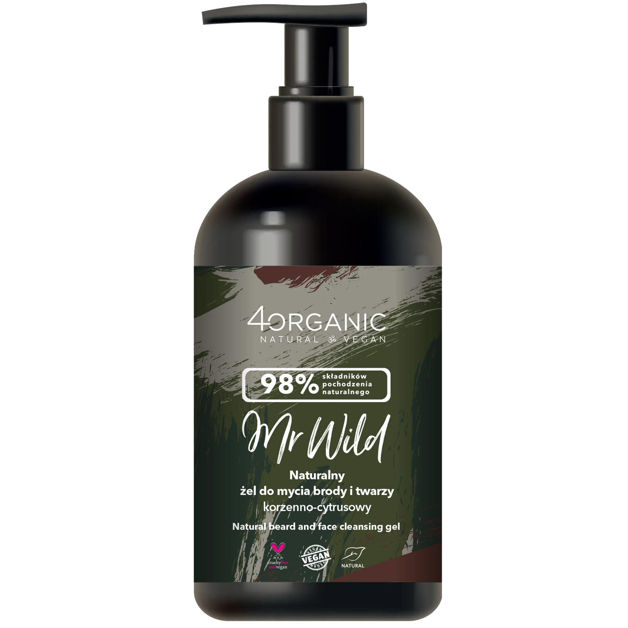 4organic Mr Wild korzenno-cytrusowy żel do mycia brody i twarzy, 200 ml