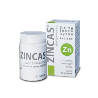Zincas 5,5 mg jonów cynku, 50 tabletek